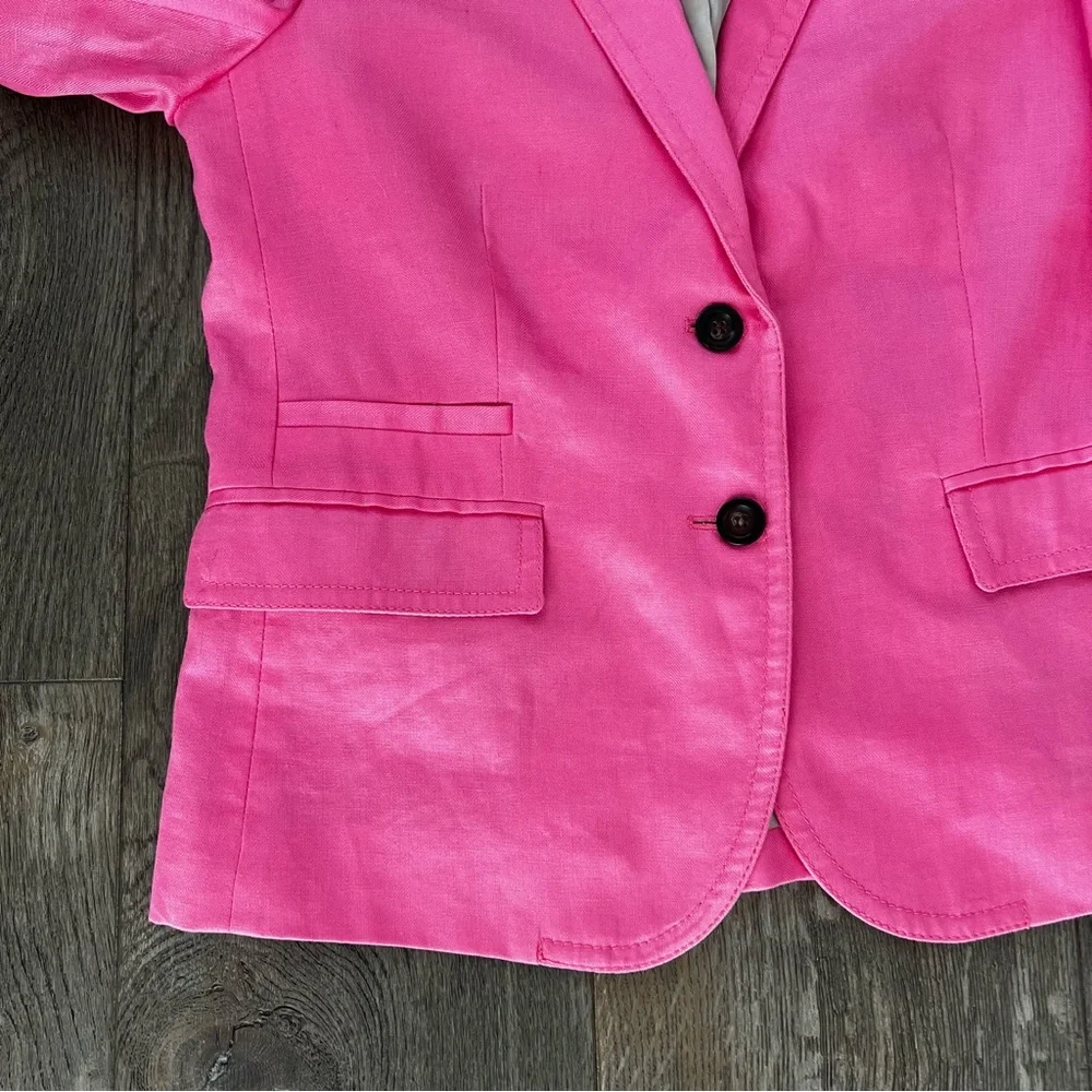 J. Crew Bright Pink Ruched-Sleeve Blazer